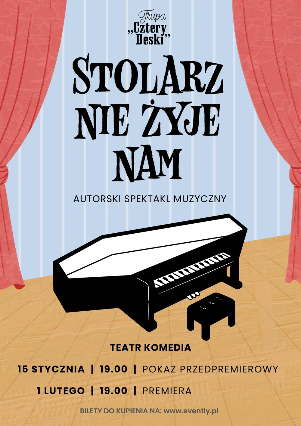 Plakat spektaklu „Stolarz Nie Żyje Nam